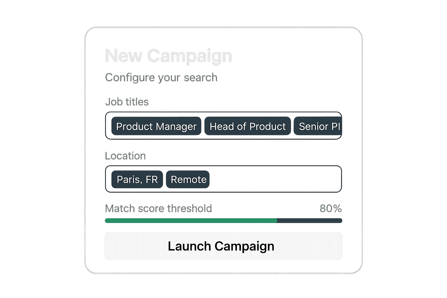 Campaign configuration interface