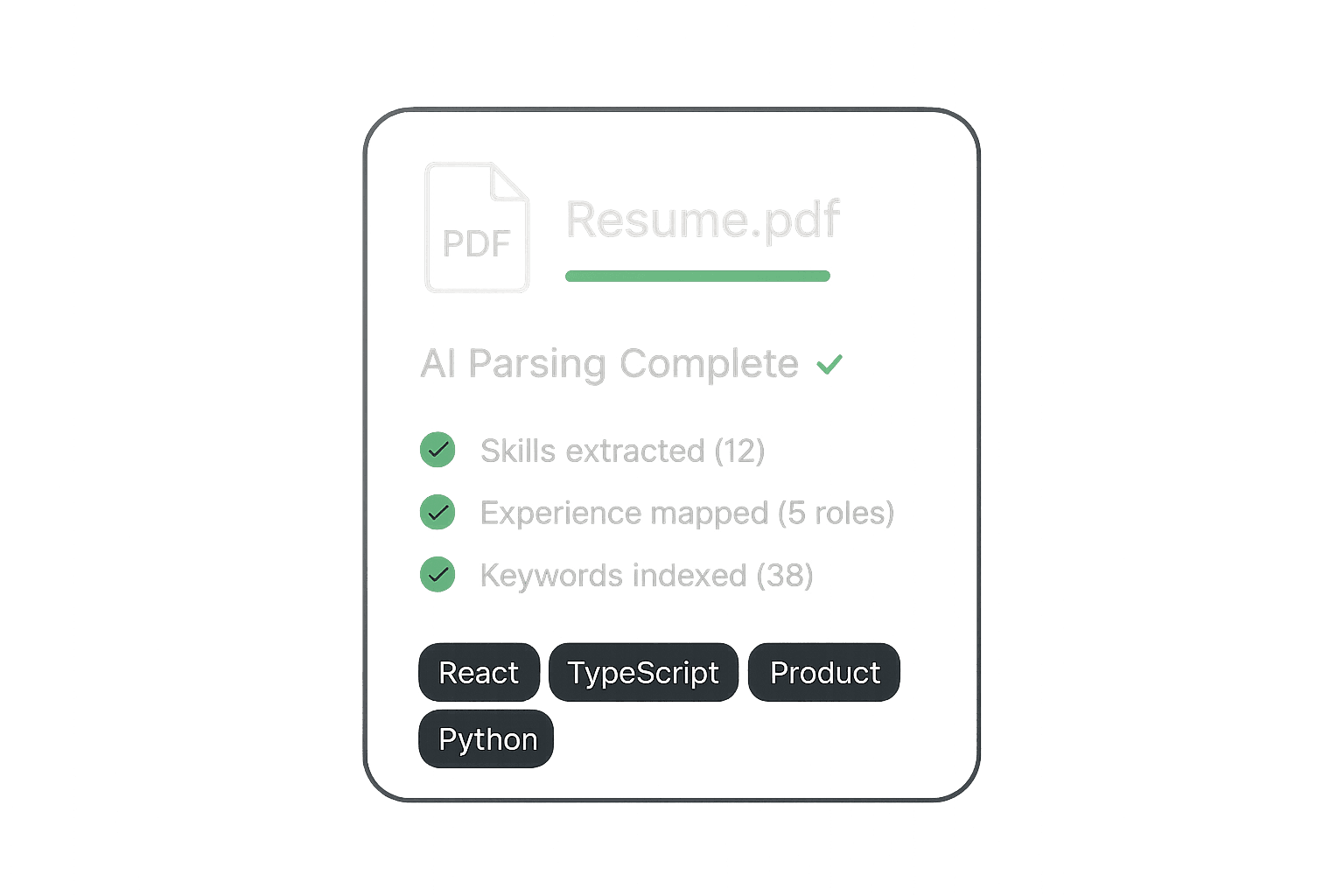 CV upload and AI parsing interface